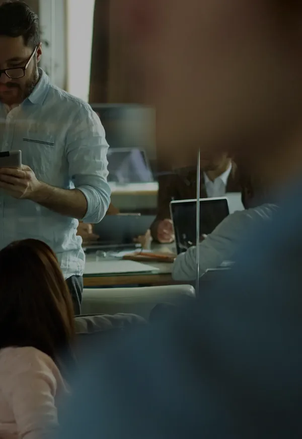 Business team collaborating in a modern office